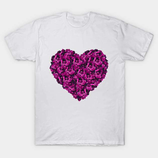 Pink Rose Flower Heart - Rose Heart - T-Shirt | TeePublic